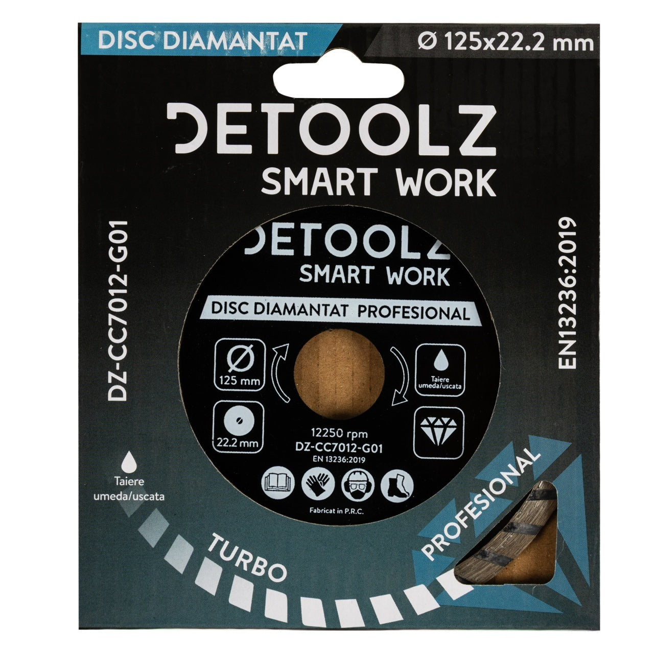 Disc diamantat turbo Detoolz 125x22.2mm, taiere umeda/uscata
