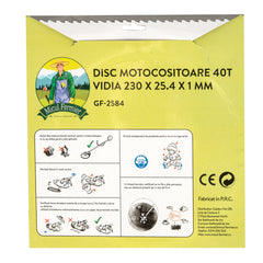 Disc motocoasa Micul Fermier, 40T, vidia, grosime 1mm, Ø230mm