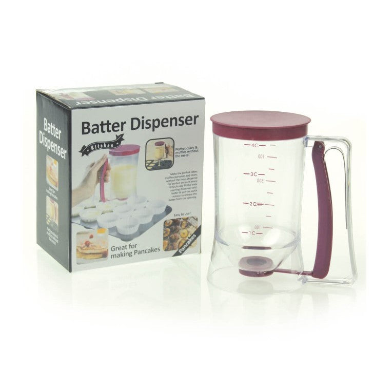 Dispenser de aluat pentru prajituri Kaveny, Batter Dispenser, din plastic, maner cu arc, 900 ml, usor de manipulat si utilizat, Mov