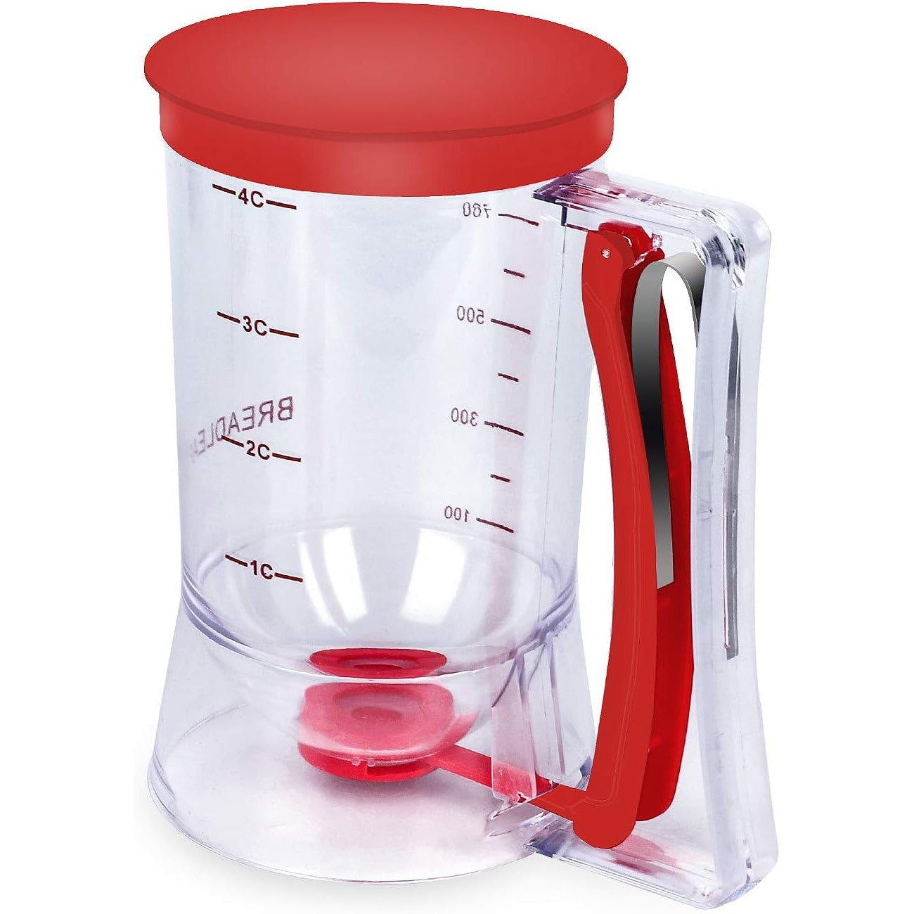Dispenser de Aluat pentru Prajituri, Kadeny, din Plastic, Maner cu Arc, 900 ml, 18.5 x 11 cm, Rosu