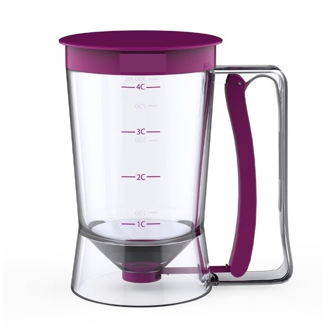 Dispenser de aluat pentru prajituri Kaveny, Batter Dispenser, din plastic, maner cu arc, 900 ml, usor de manipulat si utilizat, Mov