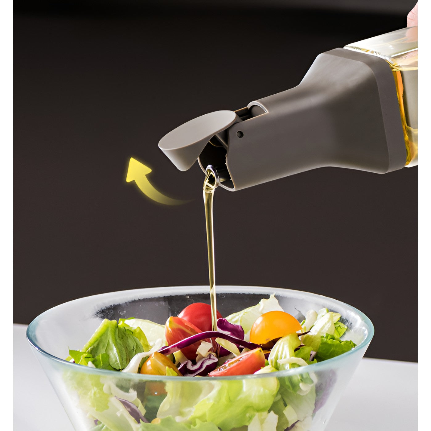 Dispenser pentru Ulei, Kadeny, Deschidere si Inchidere Automata a Rezervorul, cu Inductie Gravitationala, 500 ml, 29.5x6x6 cm, Gri