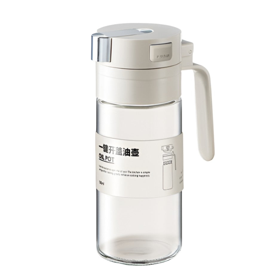 Dispenser pentru Ulei, Kadeny, Deschidere si Inchidere Automata a Rezervorul, cu Inductie Gravitationala, 550 ml, 12x7.6x20.5 cm, Alb