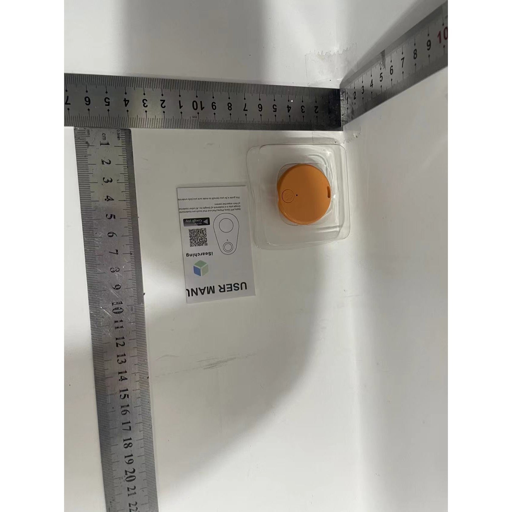 Dispozitiv Anti Pierdere Inteligent, Kaveny, conexiune Bluetooth, Dispozitiv Anti Pierdere pentru accesorii, Baterie si Manual de Utilizare Incluse 38 x 38 x 7 mm, Portocaliu