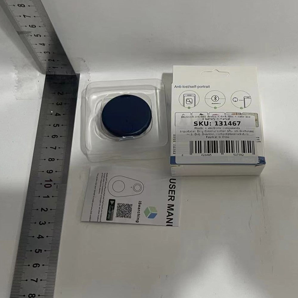 Dispozitiv Anti Pierdere Inteligent, Kaveny, conexiune Bluetooth, Dispozitiv Anti Pierdere pentru accesorii, Baterie si Manual de Utilizare Incluse 38 x 38 x 7 mm, Albastru inchis