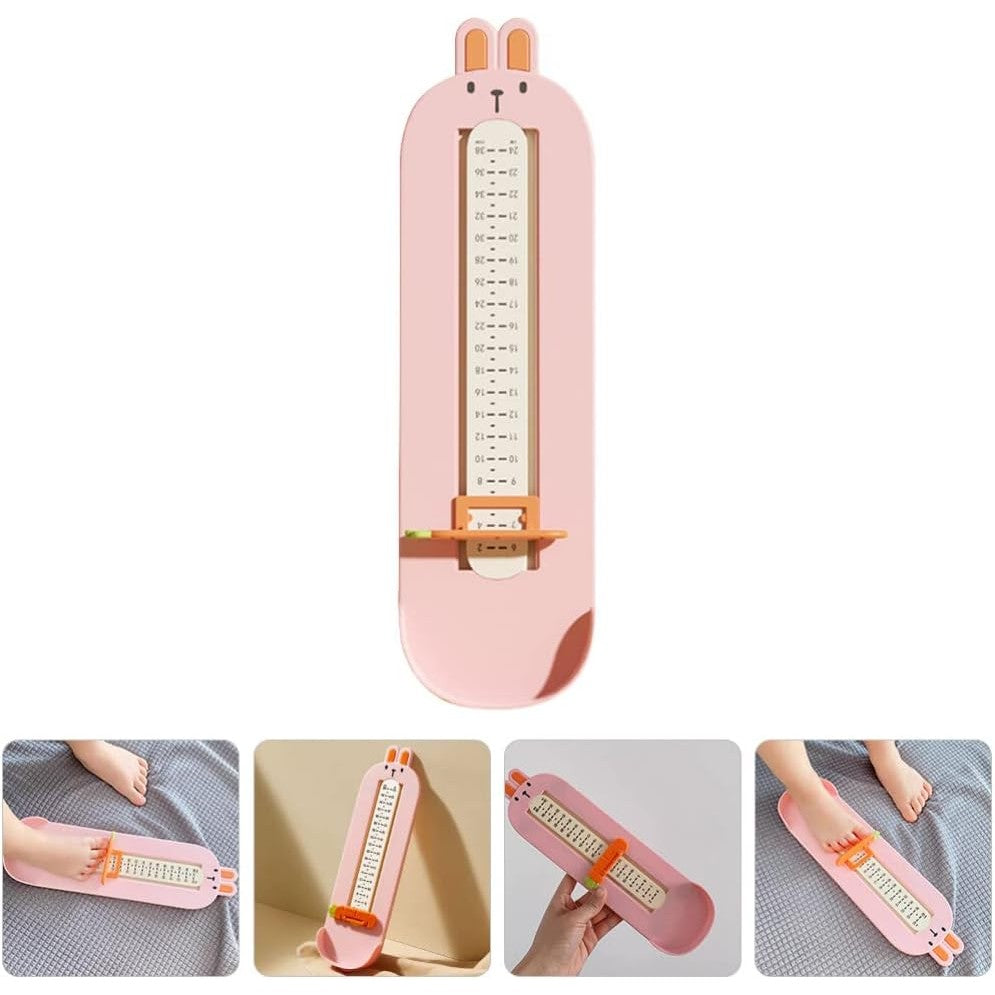 Dispozitiv de Masurat Talpa Piciorului pentru Bebelusi, Kaveny, 6-24, Model Iepuras, Roz