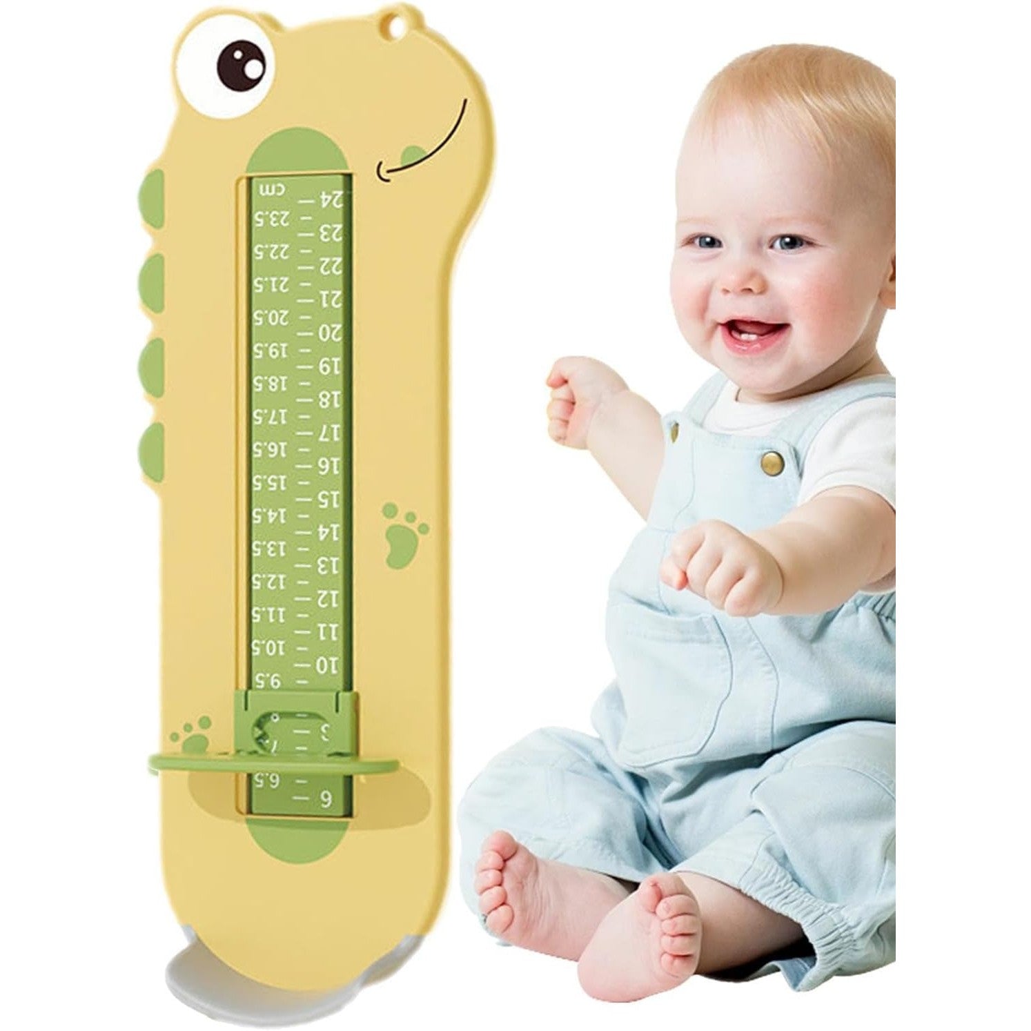 Dispozitiv de Masurat Talpa Piciorului pentru Bebelusi, Kaveny, 9-24, Model Dinozaur, Galben