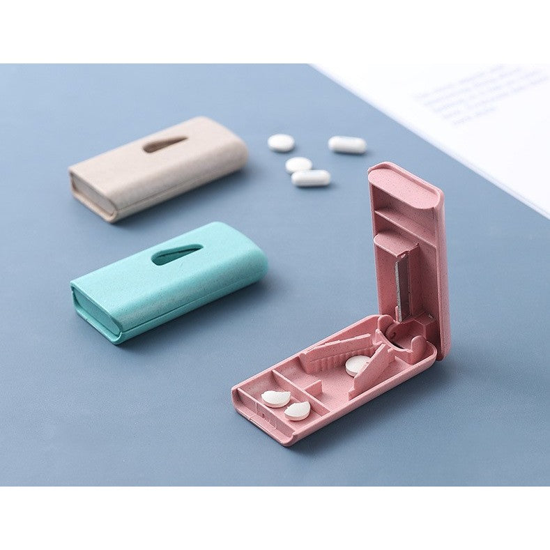 Dispozitiv taiere si depozitare medicamente, Kaveny, Albastru, Plastic, 8 x 4 x 1.8 cm