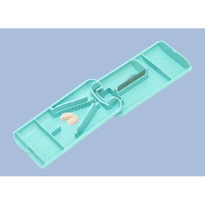 Dispozitiv taiere si depozitare medicamente, Kaveny, Albastru, Plastic, 8 x 4 x 1.8 cm