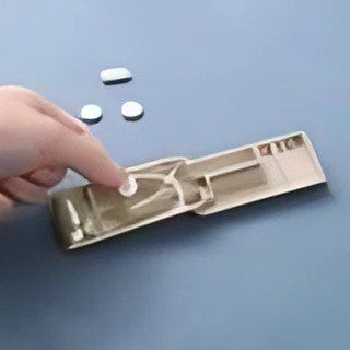 Dispozitiv taiere si depozitare medicamente, Kaveny, Bej, Plastic, 8 x 4 x 1.8 cm