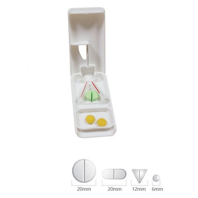 Dispozitiv taiere si depozitare medicamente, Kaveny, Bej, Plastic, 8 x 4 x 1.8 cm
