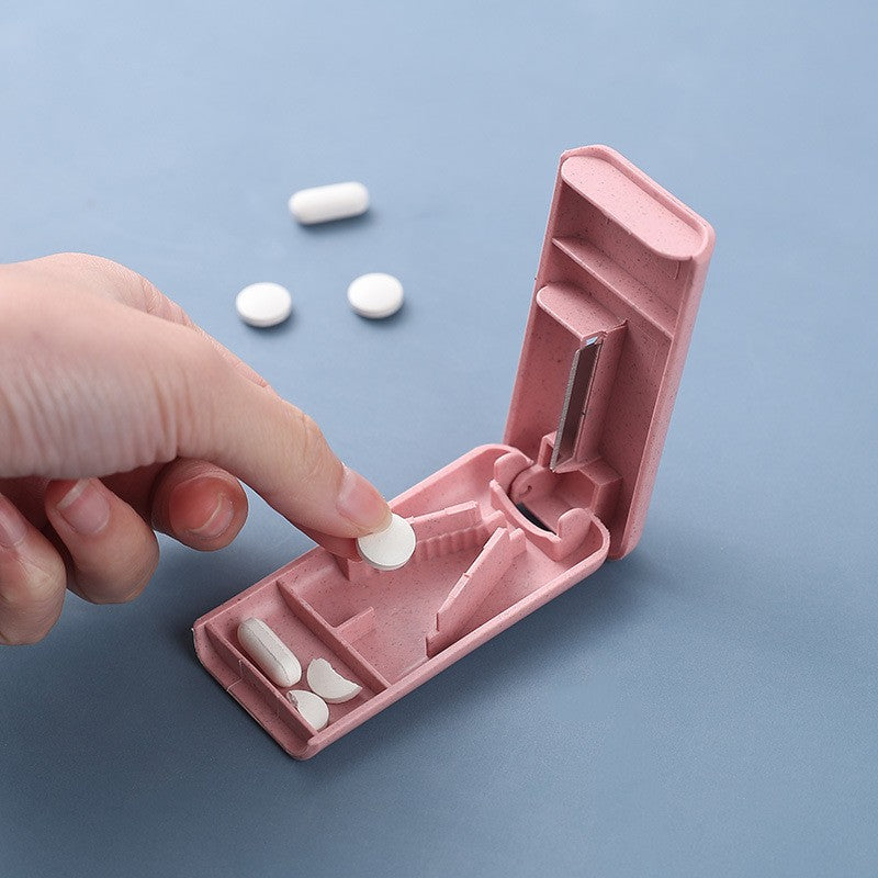 Dispozitiv taiere si depozitare medicamente, Kaveny, Roz, Plastic, 8 x 4 x 1.8 cm
