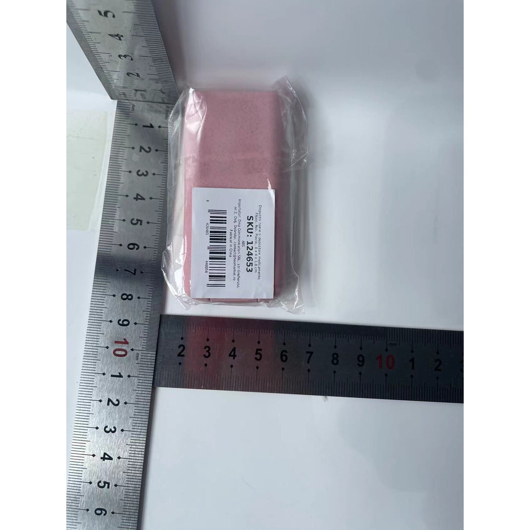 Dispozitiv taiere si depozitare medicamente, Kaveny, Roz, Plastic, 8 x 4 x 1.8 cm