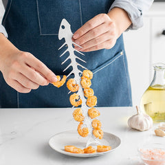 Forma pentru Frigarui, Kadeny, Model Oase de Peste, din Otel Inoxidabil, Instrument pentru Gratar, BBQ, cu Deschizator de Sticle, 30x6 cm, Argintie