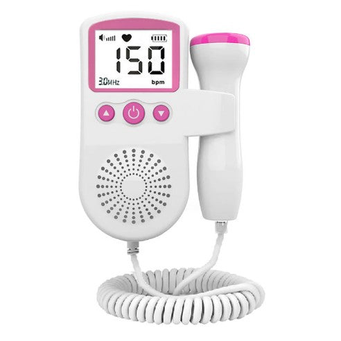 Monitor Fetal Doppler, Kaveny, Monitorizare Sarcina, Ritm Cardiac, Ecran LCD 4.5 cm, 2 x Baterii AA (neincluse), Portabil, din ABS, 12.8 x 9.6 x 3 cm, Utilizare de la 9 Saptamani, Roz