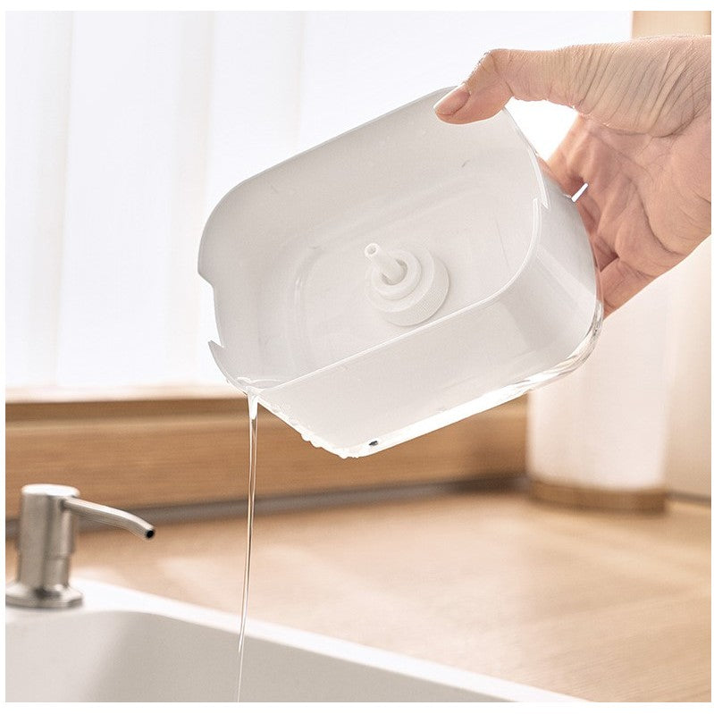 Dozator Kadeny, Dispenser 2 in 1 pentru Detergent Lichid de Vase sau pentru Obiecte Sanitare cu Suport pentru Burete de Bucatarie , 8.6 x 14.5 x 10 cm, capacitate 300 ml, alb