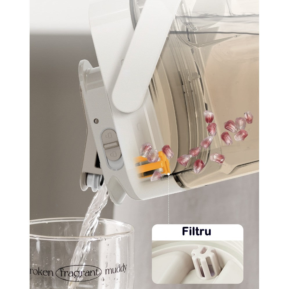 Dozator portabil pentru bauturi Kaveny, 3.5 litri, capac etans, duza deschidere/inchidere, recipent din plastic, gradat, filtru, maner, 29.7 x 14.1 x 14.4 cm, pentru diverse bauturi, alb