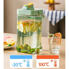 Dozator portabil pentru bauturi Kaveny, 3.5 litri, capac etans, duza deschidere/inchidere, recipent din plastic, gradat, filtru, maner, pentru diverse bauturi, 29.7 x 14.1 x 14.4 cm, verde