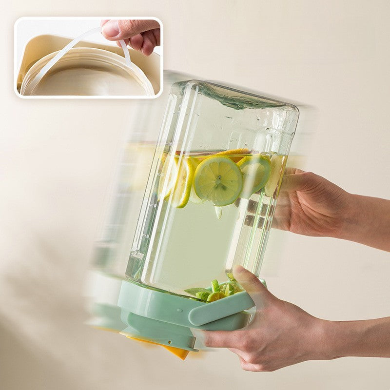 Dozator portabil pentru bauturi Kaveny, 3.5 litri, capac etans, duza deschidere/inchidere, recipent din plastic, gradat, filtru, maner, pentru diverse bauturi, 29.7 x 14.1 x 14.4 cm, verde