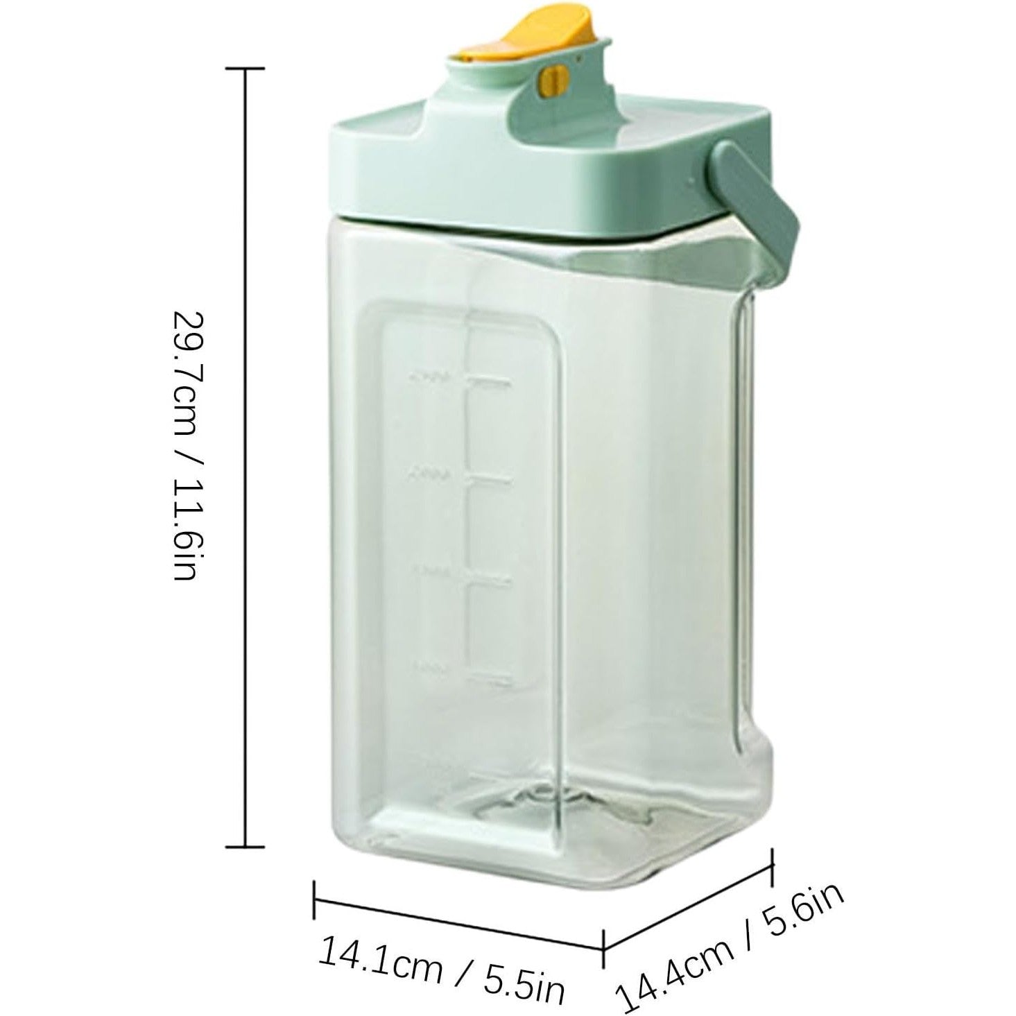 Dozator portabil pentru bauturi Kaveny, 3.5 litri, capac etans, duza deschidere/inchidere, recipent din plastic, gradat, filtru, maner, pentru diverse bauturi, 29.7 x 14.1 x 14.4 cm, verde