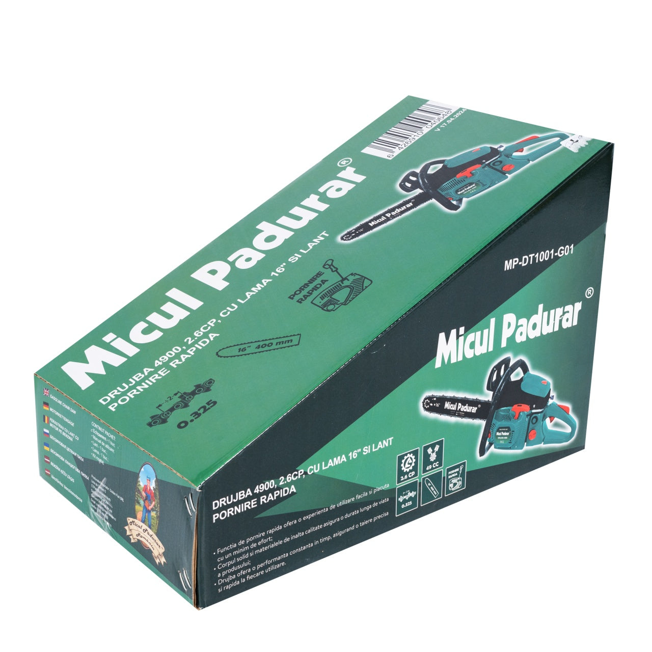 Drujba Micul Padurar 4900XC, capacitate cilindrica 49cc, 2.6 CP, 1 lant 16" + 1 lama, pornire rapida