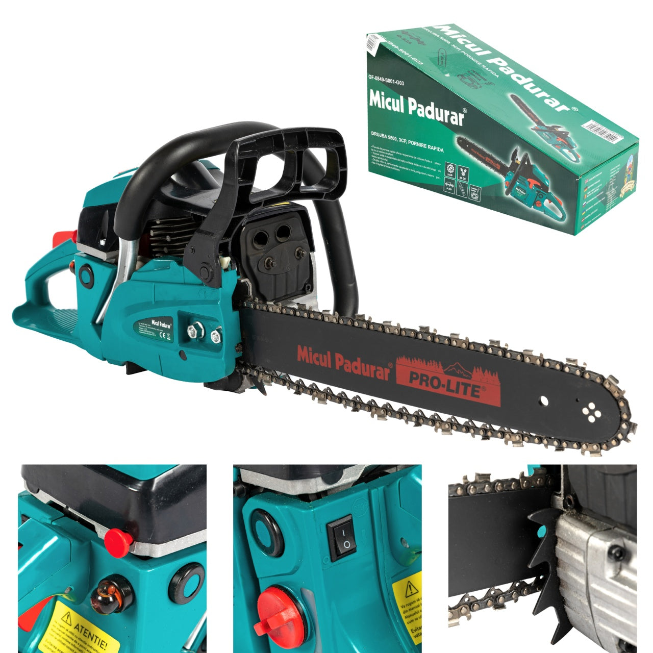 Drujba Micul Padurar 5500 55CC 3CP 1 lama16" si 1 lant, pornire rapida