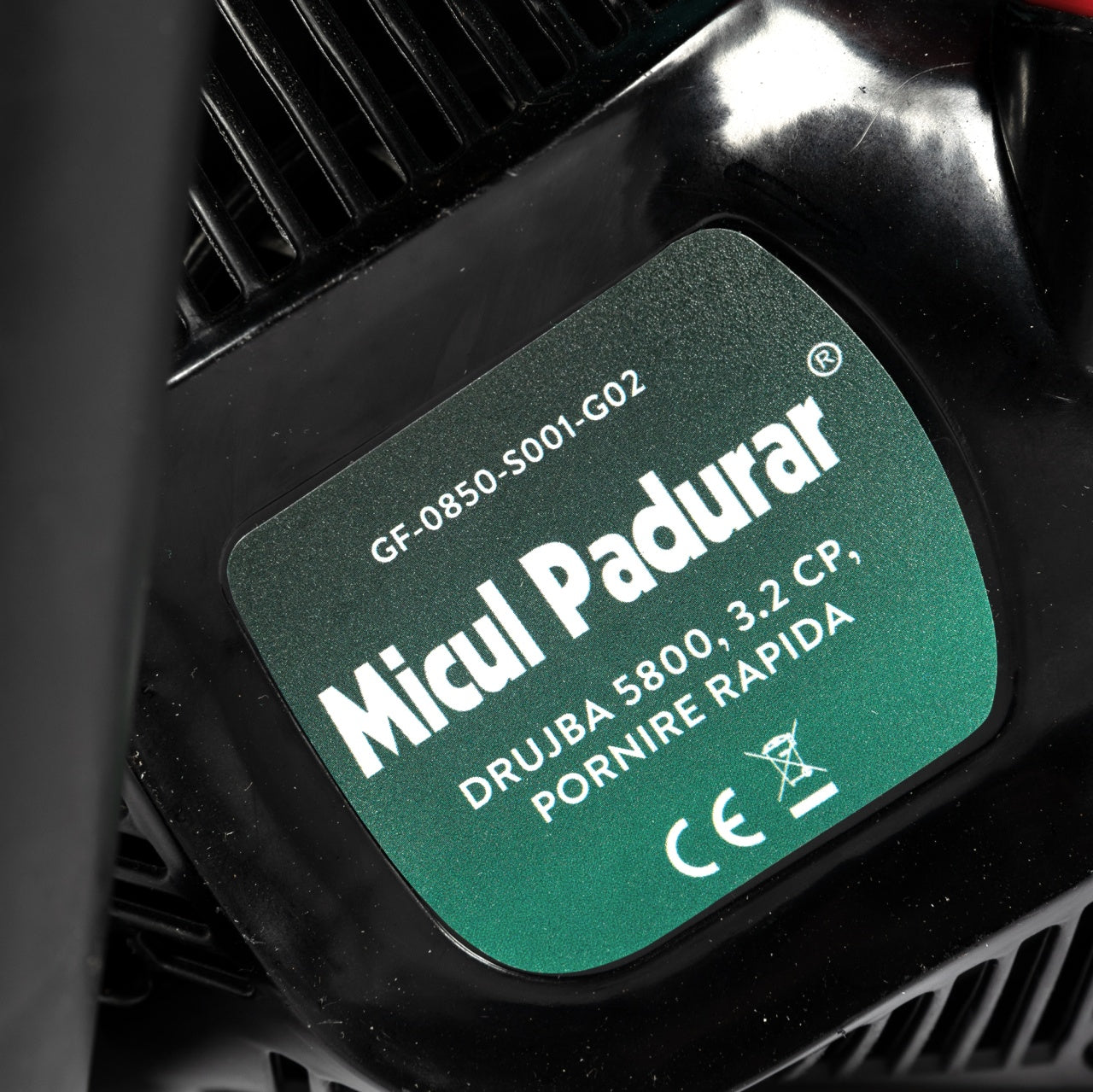 Drujba Micul Padurar 5800, capacitate cilindrica 58cc, 3.2 CP, 1 lant 16" + 1 lama, pornire rapida