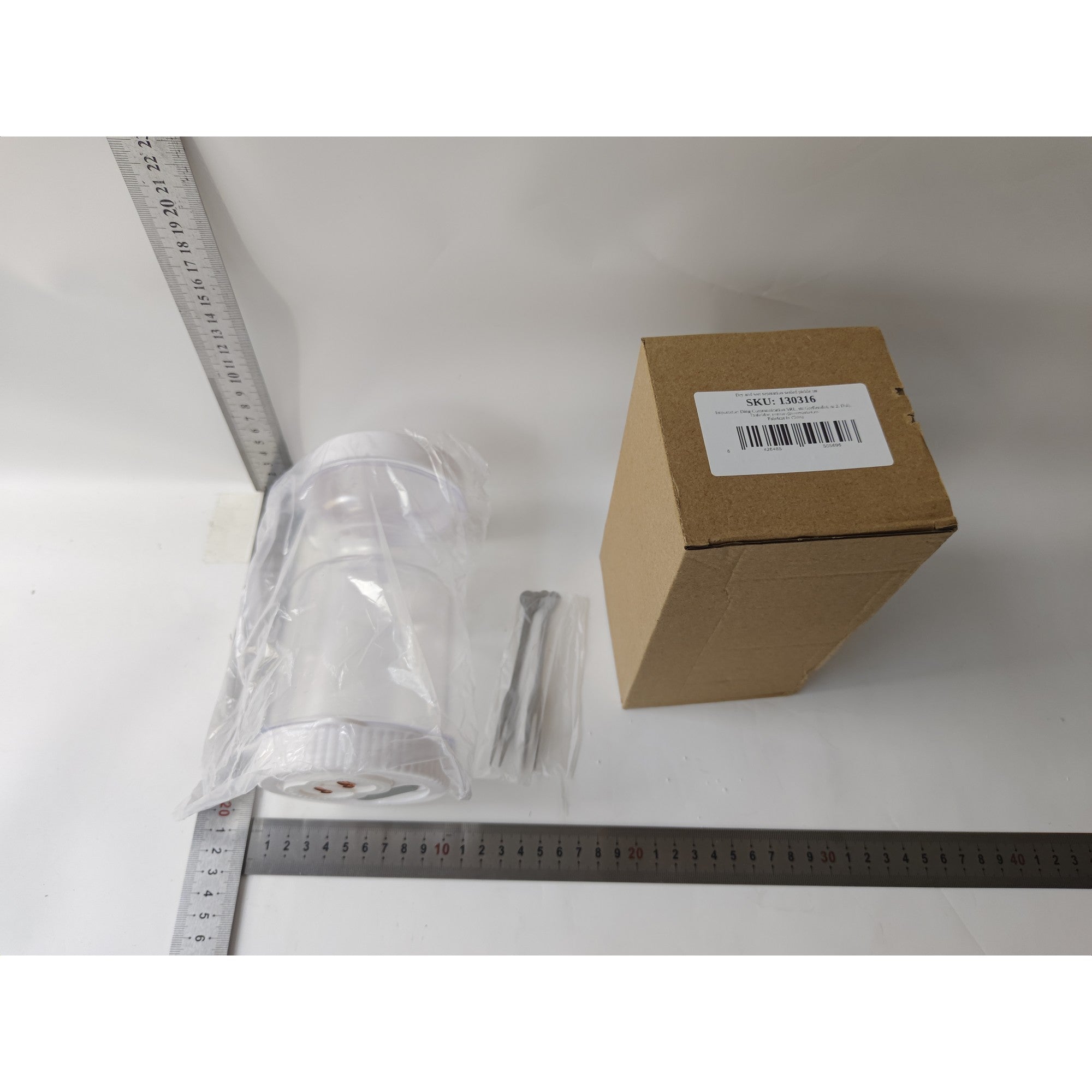 Borcan pentru Muraturi, Kadeny, cu Separator pentru Lichide, Ermetic, Termorezistent, Tip Clepsidra, 2 Furculite Incluse, ABS, Alb, 18x9x9 cm