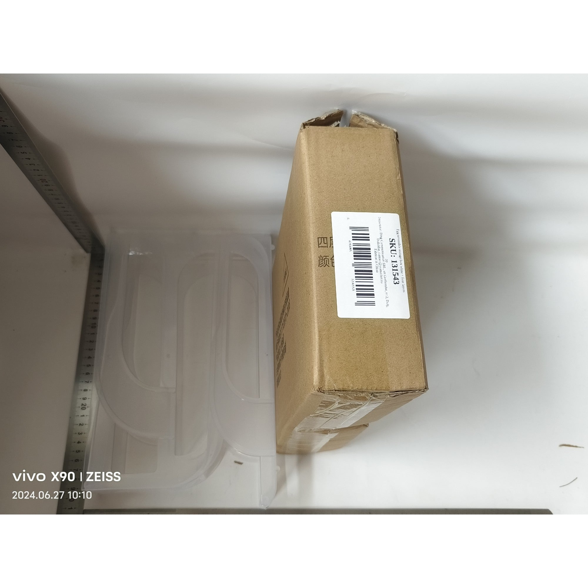 Suport Organizator pentru Oua, Kadeny, pentru Frigiderul, Patru straturi,  32x20x7 cm, Transparent