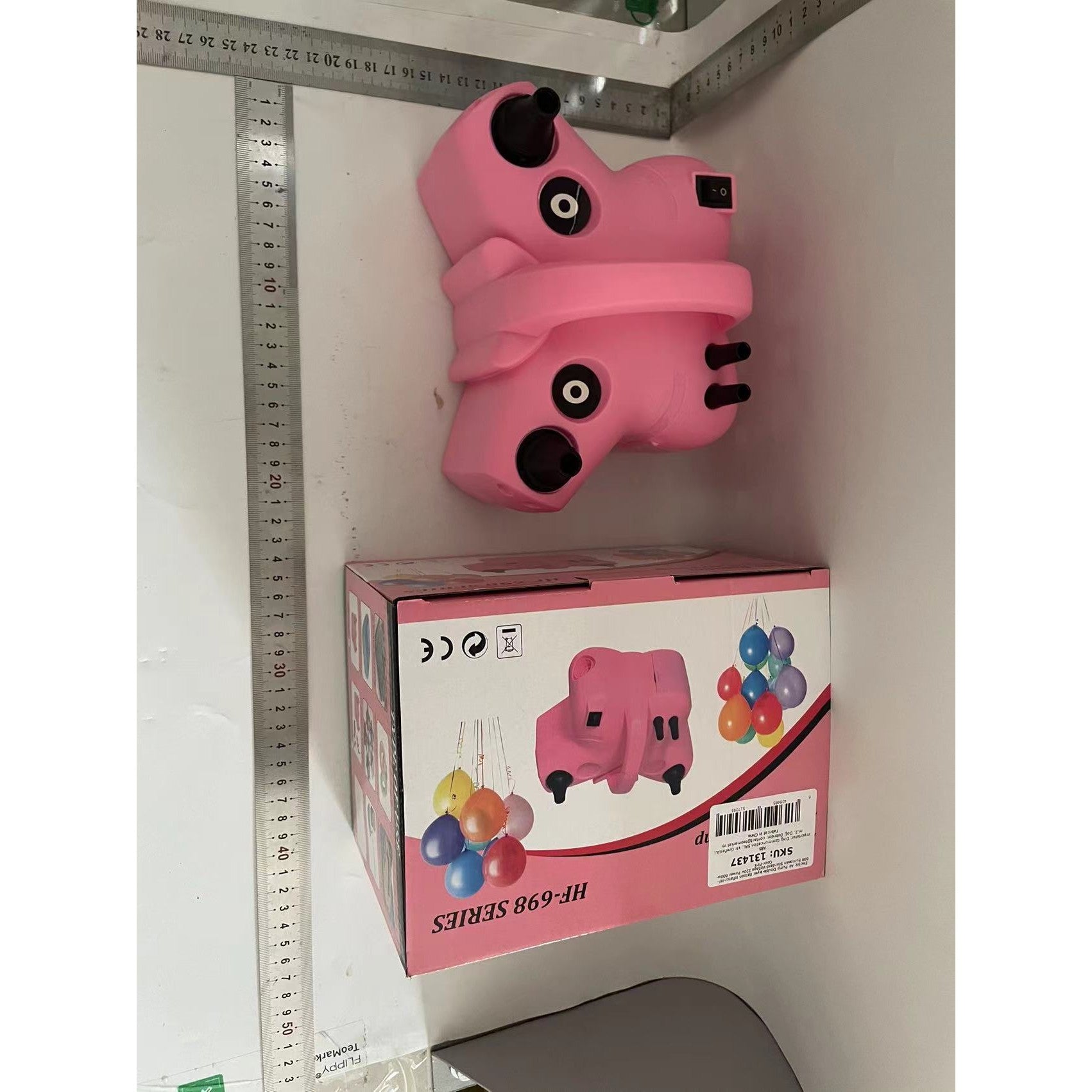 Pompa Electrica de Umflat Baloane, Kadeny, cu Doua Iesiri, 220V, Putere 600W, Accesorii petrecere, Roz