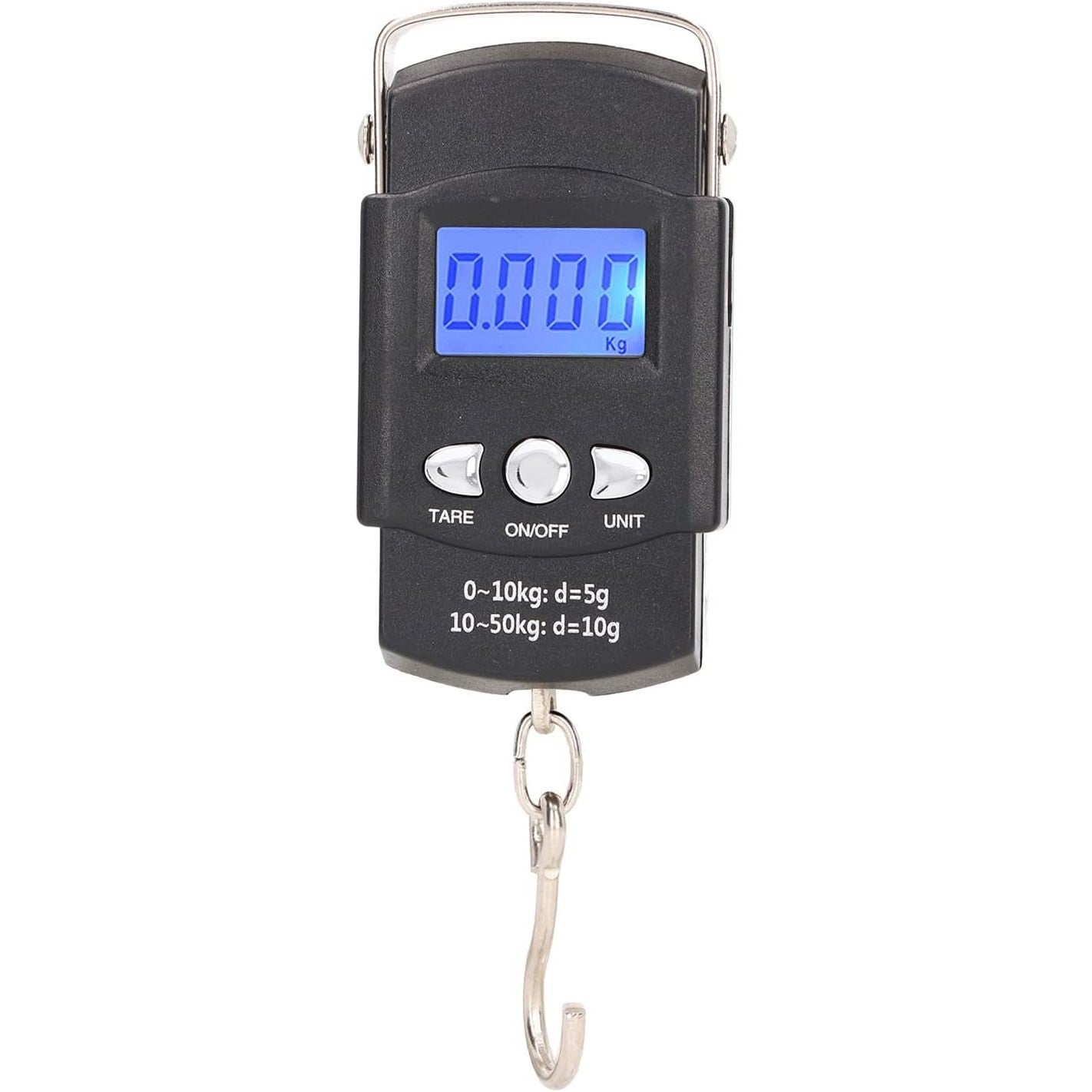 Cantar Digital de Mana cu Carlig, Kadeny, Cantar Portabil, Pescuit, cu Maner, Capacitate 50 kg, cu Metru Incorporat, 20.5 x 6 x 2.5 cm, Negru