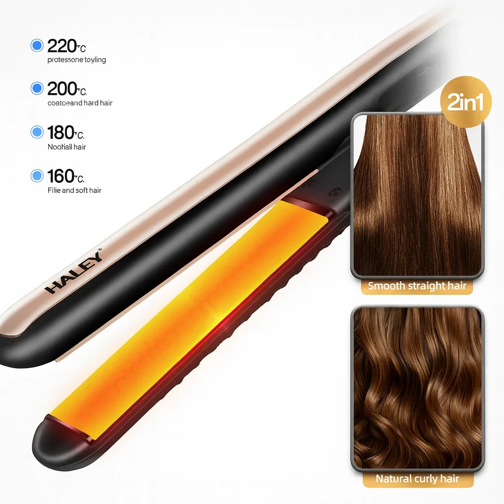 Placa de indreptat parul HALEY HY-3008, 45W, 4 trepte de temperatura (160°C – 220°C), incalzire rapida in 30 secunde