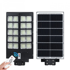 Lampa solara stradala Kaveny, cu telecomanda, senzor de miscare si lumina, suport prindere, 800 LED-uri, IP65, ABS, 25AH, 500W, temperatura culoare 6500K, 67.6x34.8x7.2 cm, autonomie 10-12 ore, negru