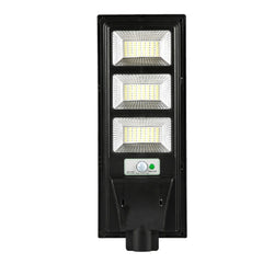 Lampa solara stradala Kaveny, cu telecomanda, senzor de miscare si lumina, suport prindere, 144 LED-uri, IP65, ABS, 8AH, 150W, temperatura culoare 6500K, 49.5x18.8x5 cm, F6006-150w, autonomie 10-12 ore, negru