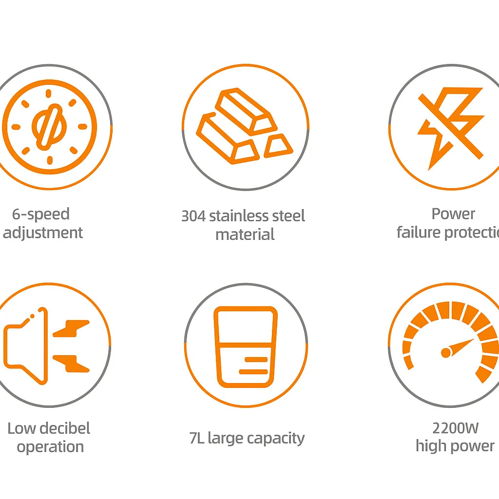 Robot de bucatarie multifunctional HALEY HY-2403, 7L, inox, 6 viteze + Turbo