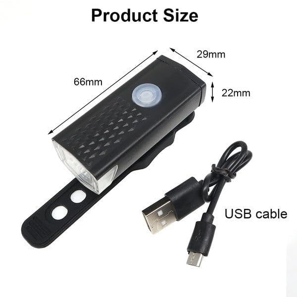 Far cu LED proiector pentru bicicleta\trotineta, Kaveny, reincarcabil, cablu USB inclus, 3 moduri de lumina, IPX4, Negru, 6.5x2.9x2.3 cm
