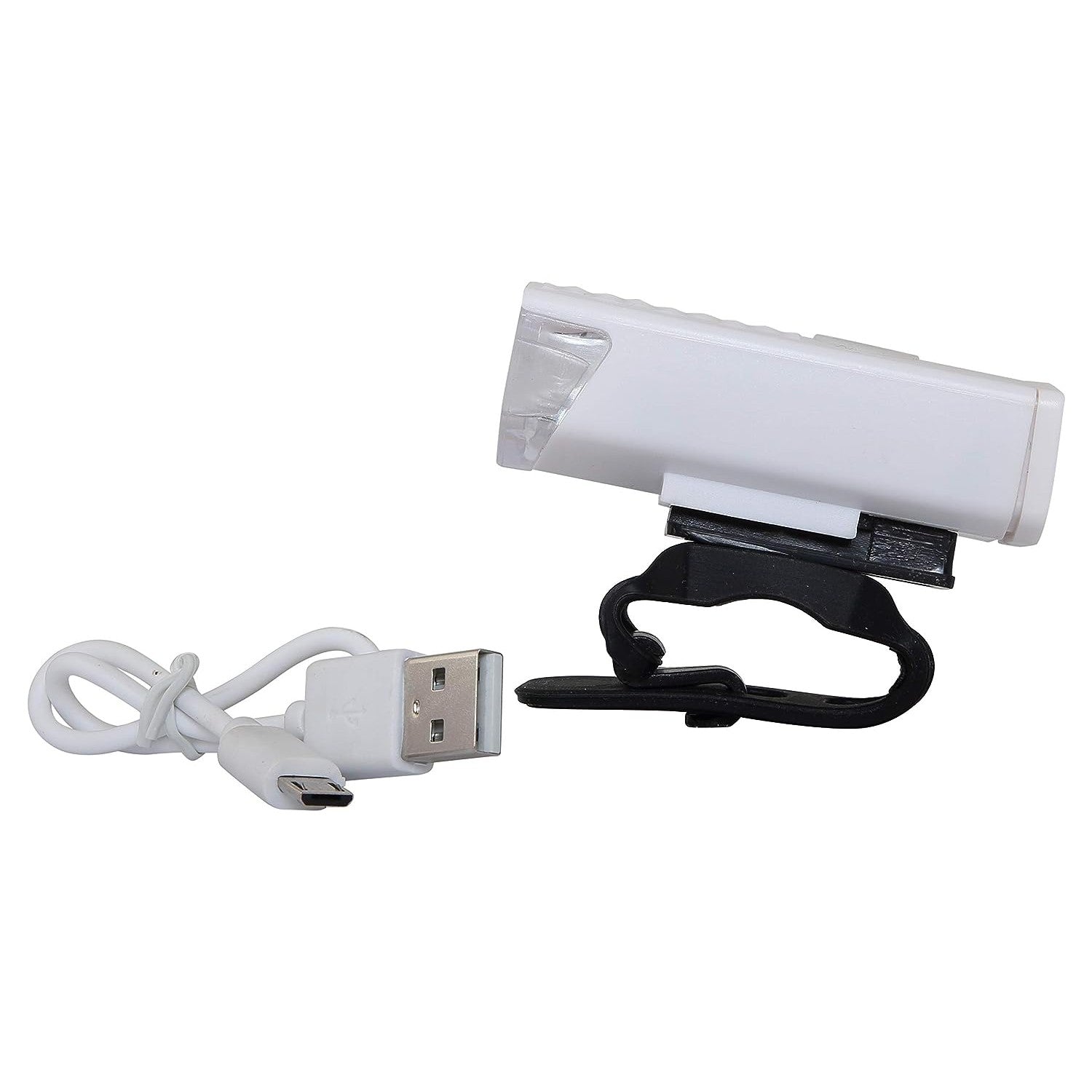 Far cu LED proiector pentru bicicleta\trotineta, Kaveny, reincarcabil, cablu USB inclus, 3 moduri de lumina, IPX4, Alb, 6.5x2.9x2.3 cm