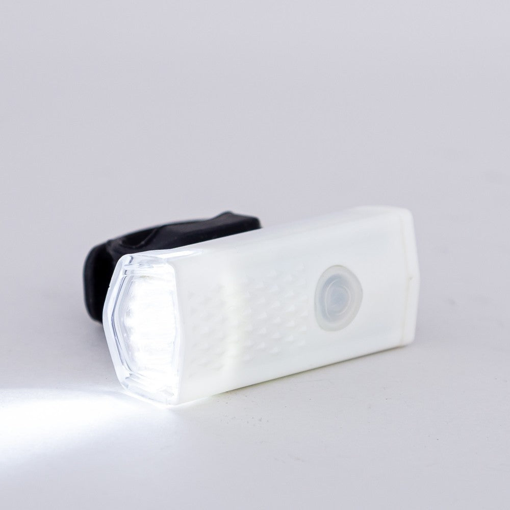 Far cu LED proiector pentru bicicleta\trotineta, Kaveny, reincarcabil, cablu USB inclus, 3 moduri de lumina, IPX4, Alb, 6.5x2.9x2.3 cm