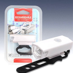 Far cu LED proiector pentru bicicleta\trotineta, Kaveny, reincarcabil, cablu USB inclus, 3 moduri de lumina, IPX4, Alb, 6.5x2.9x2.3 cm