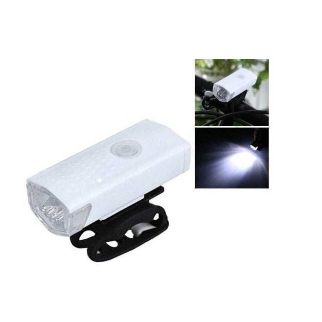 Far cu LED proiector pentru bicicleta\trotineta, Kaveny, reincarcabil, cablu USB inclus, 3 moduri de lumina, IPX4, Alb, 6.5x2.9x2.3 cm