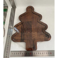 Farfurie cu Tematica de Craciun, Kadeny, din Lemn, Margini Rotunjite, Model Brad, Maro