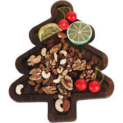 Farfurie cu Tematica de Craciun, Kadeny, din Lemn, Margini Rotunjite, Model Brad, Maro