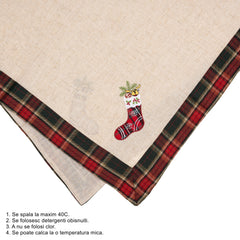 Fata de Masa Kadeny, Material In Brodat, cu Motive de Craciun Ghetute, 85 x 85 cm, Crem