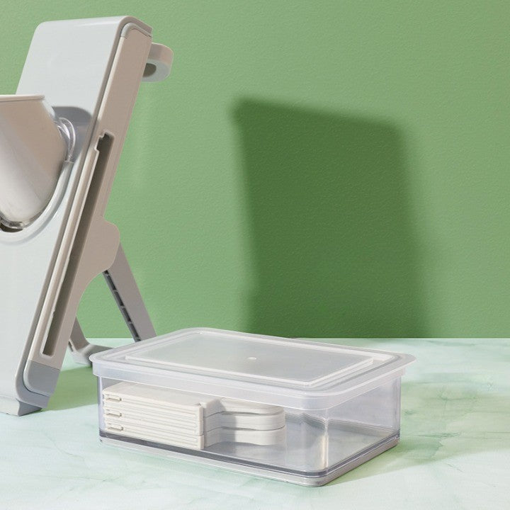 Feliator de Legume Multifunctional, Kadeny, Taieturi Diferite, Razatoare pentru Bucatarie, Taietor de Cartofi, Presa Manuala, Pliabila, Extensibila, PP PET, 23.5x9.5x5.5 cm, Alb