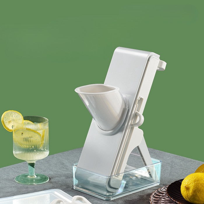 Feliator de Legume Multifunctional, Kadeny, Taieturi Diferite, Razatoare pentru Bucatarie, Taietor de Cartofi, Presa Manuala, Pliabila, Extensibila, PP PET, 23.5x9.5x5.5 cm, Alb