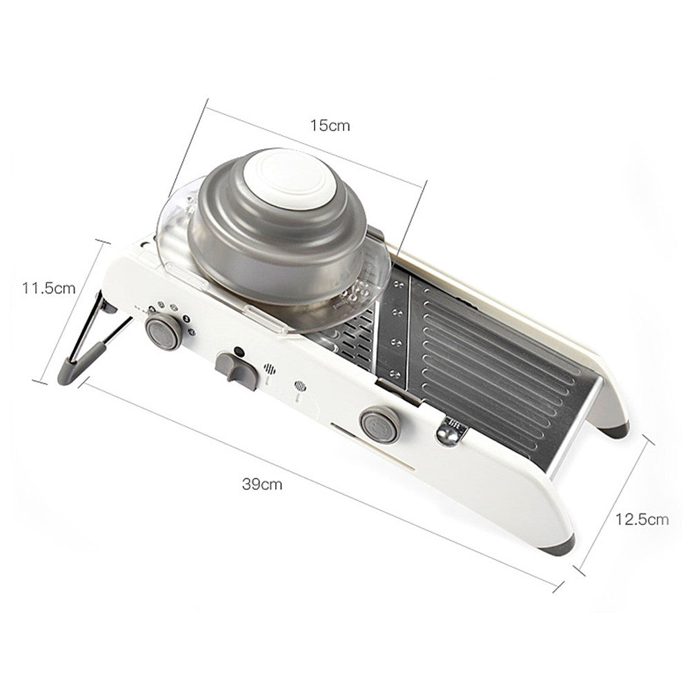 Feliator Manual Multifunctional, Kadeny, Usor de Folosit, pentru Legume, Fructe, Razatoare, Otel Inoxidabil, Accesoriu Bucatarie, 39 x 11.5 x 12.5 cm Alb