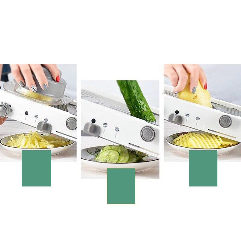 Feliator Manual Multifunctional, Kadeny, Usor de Folosit, pentru Legume, Fructe, Razatoare, Otel Inoxidabil, Accesoriu Bucatarie, 39 x 11.5 x 12.5 cm Alb