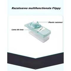 Feliator Multifunctional, Kadeny, Razatoare, 8 in 1, pentru Fructe si Legume, 10 Piese, Lame de Inox, Recipient Stocare, Separator Oua, Protectie Mana, ABS, 32.2x11.3 cm, Albastru/Alb