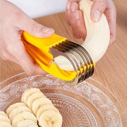 Feliator pentru Alimente, Kadeny, Accesoriu pentru Bucatarie, Cutit pentru Legume si Fructe, Model Banana, Ergonomic, 17.5x5x4 cm, Galben