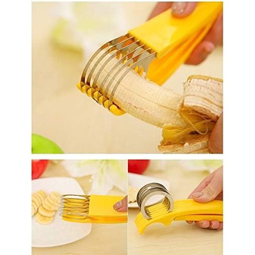 Feliator pentru Alimente, Kadeny, Accesoriu pentru Bucatarie, Cutit pentru Legume si Fructe, Model Banana, Ergonomic, 17.5x5x4 cm, Galben